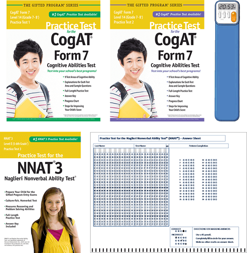 Total Study Package - CogAT Form 7 level 14 grade 7/8 practice tests 1 and 2