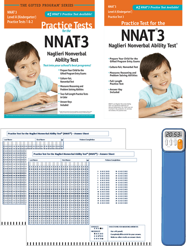 NNAT3 Grade Kindergarten Level A Practice test 1, 2, and 3 - Total Study Package
